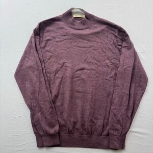 Raffi Linea Uomo Mens L Mock Neck Sweater Heathered Purple Plum Knit‎ Pullover